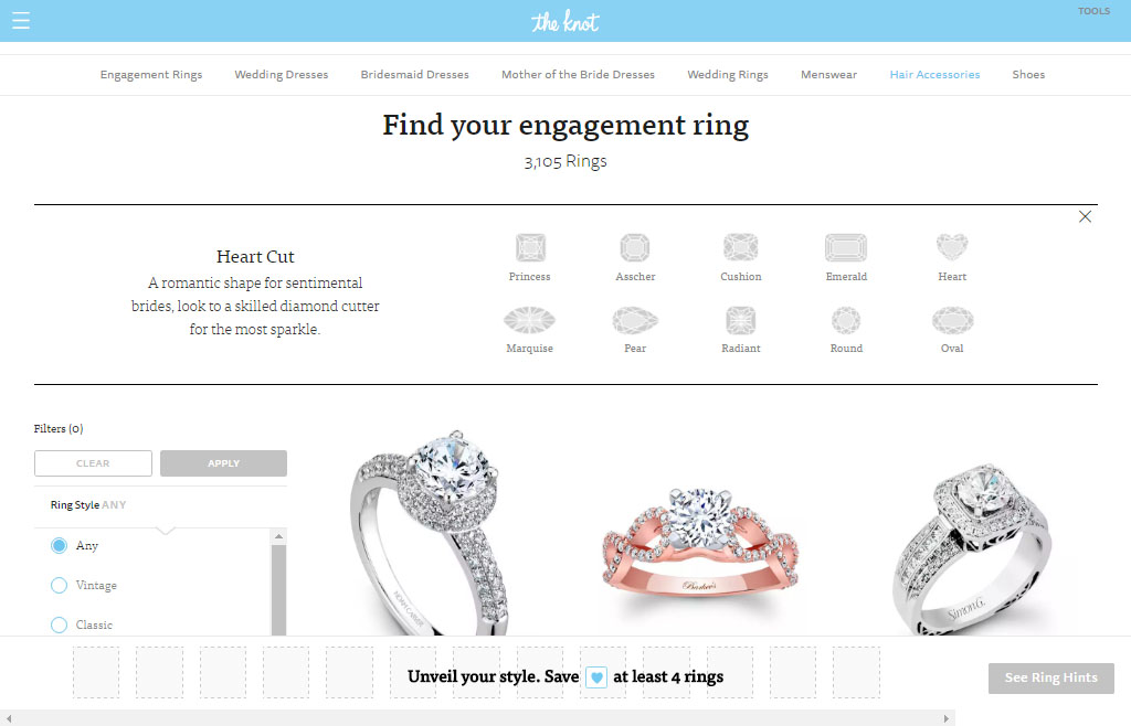 Hint, by The Knot, Allows Users to Browse Thousands of Diamonds