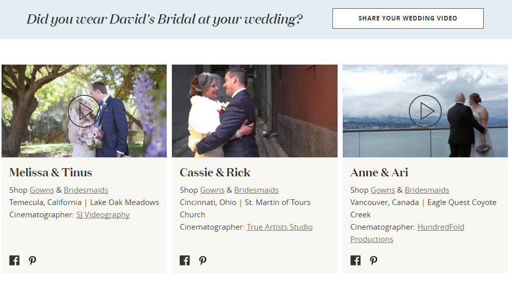 David’s Bridal Launches Video Experience Powered By Love Stories TV